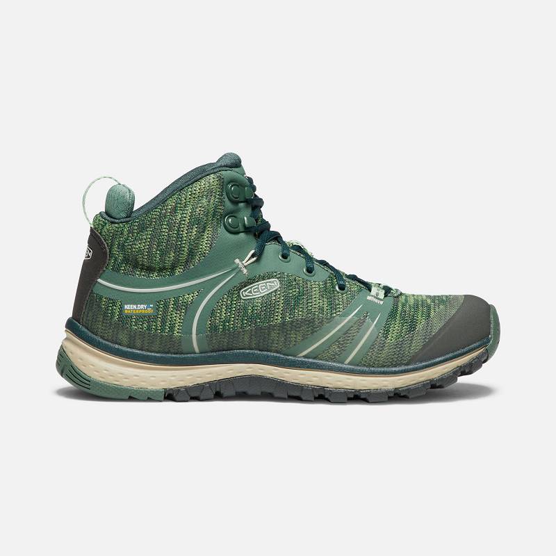 Keen Terradora Mid Waterproof Wanderstiefel Damen DE-95647 Duck Green/Quiet Green - Keen Damenschuhe